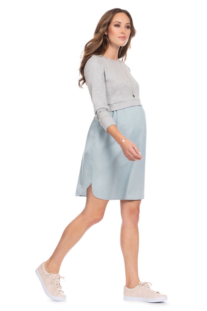 Layered Maternity and Nursing Dress with Jersey Top