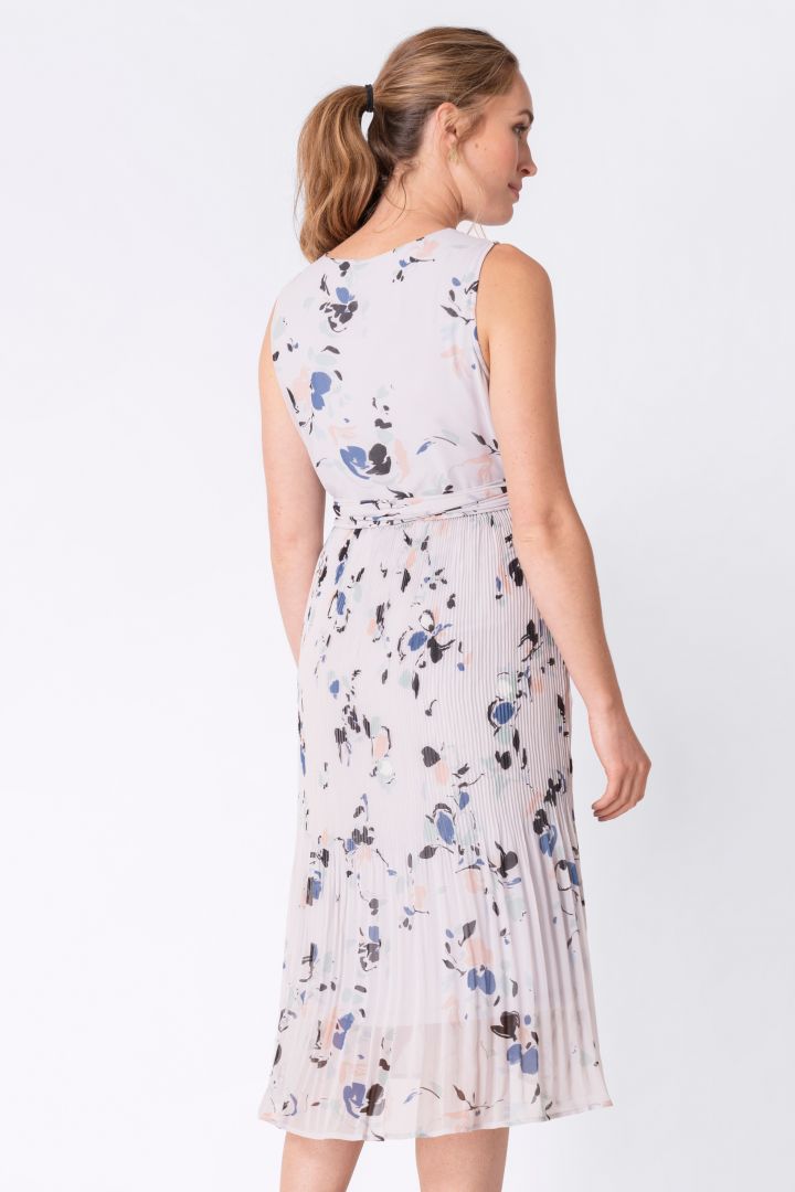 Maternity and Nursing Pleated Dress with Flower Print