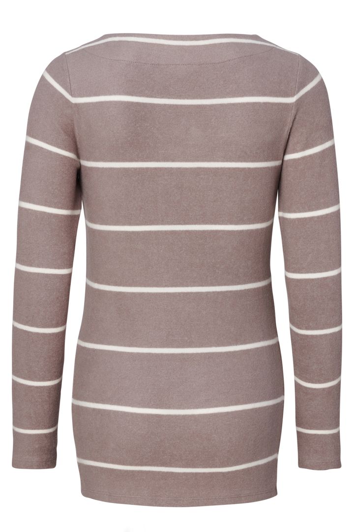 Ecovero Lounge Maternity and Nursing Shirt with Stripes taupe