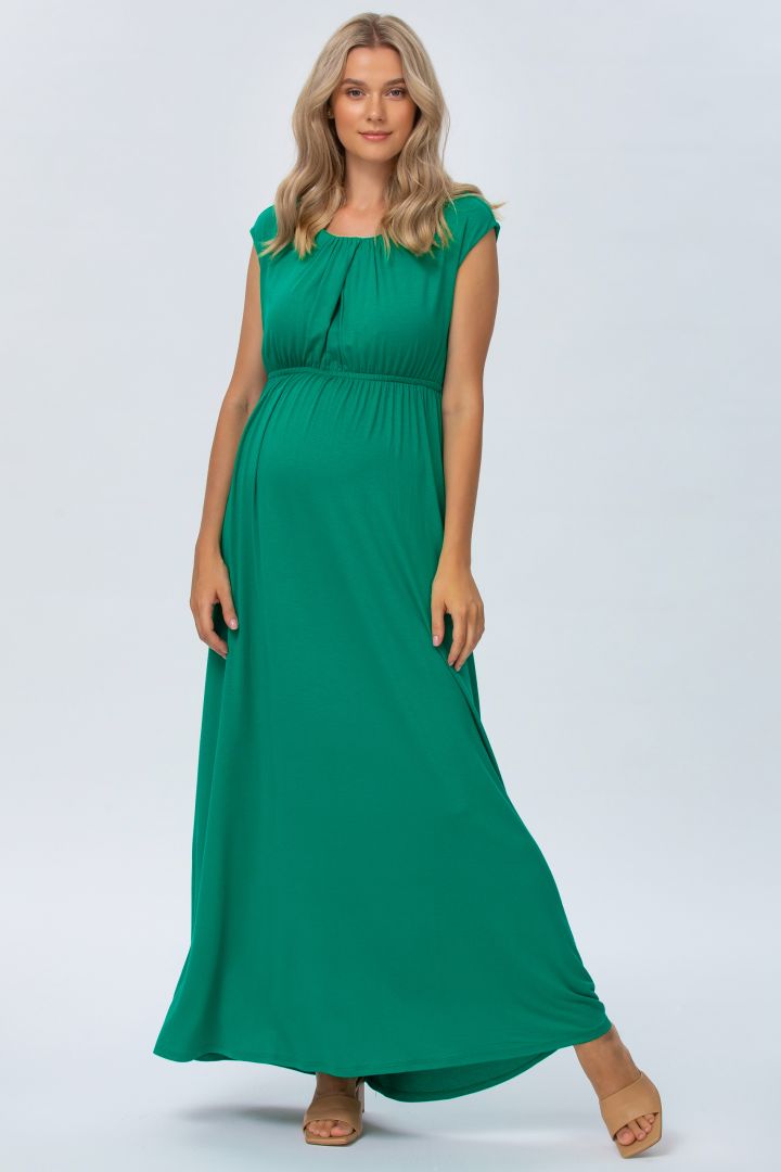 Maxi Maternity Dress with Back Cutout green