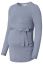 Preview: Organic Maternity and Nursing Jumper with Tie Belt grey-blue
