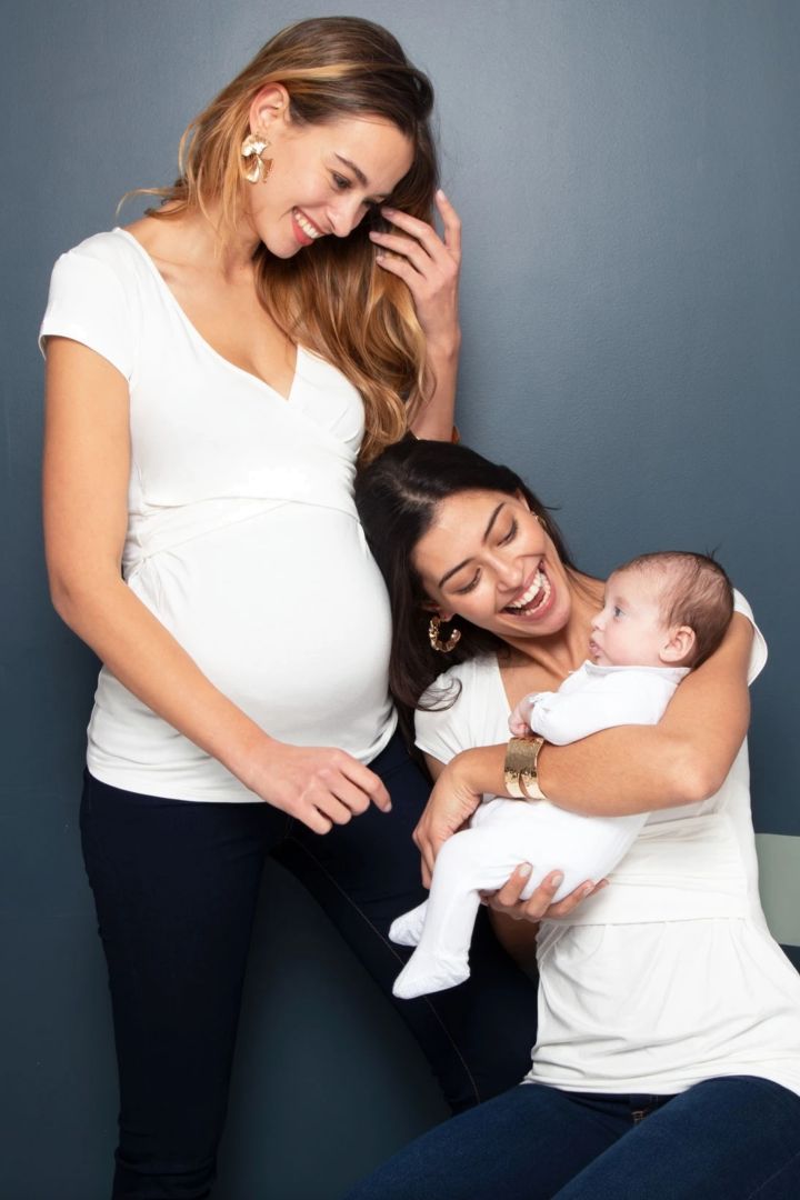 Twin Pack Maternity and Nursing Shirt Dots/navy