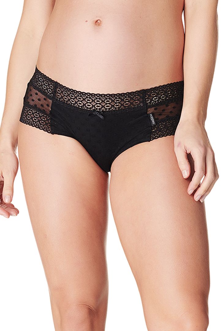 Mesh Maternity Briefs with Lace black