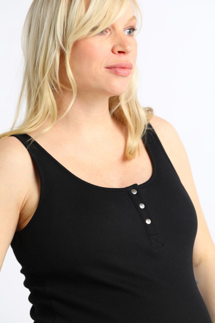 Organic Maternity and Nursing Top with Button Front black black
