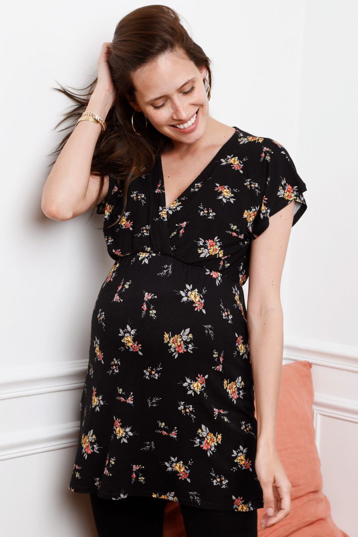 Maternity and Nursing Tunic with Floral Print 