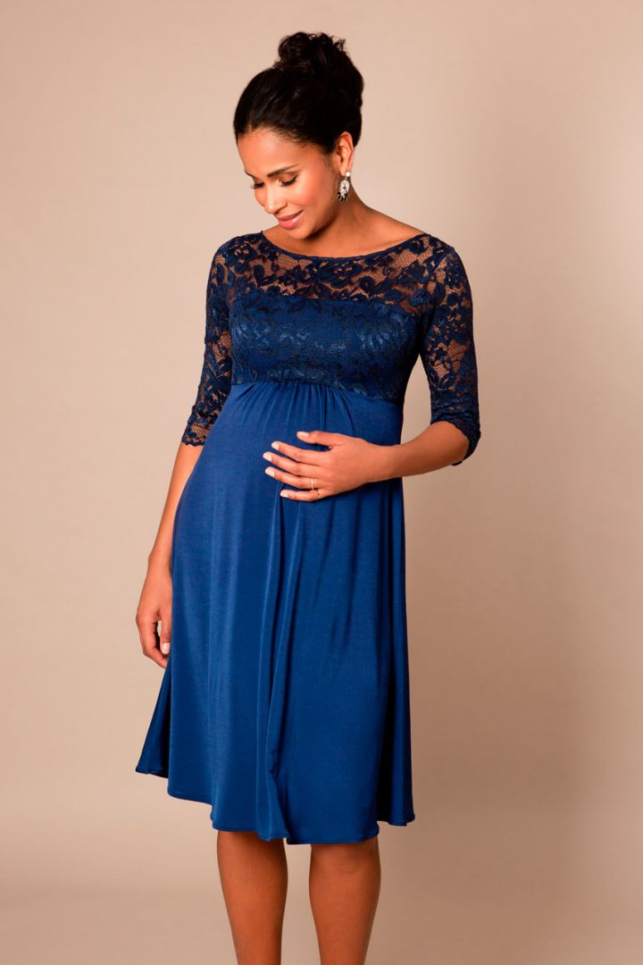 Festive Maternity dress with open back imperial blue