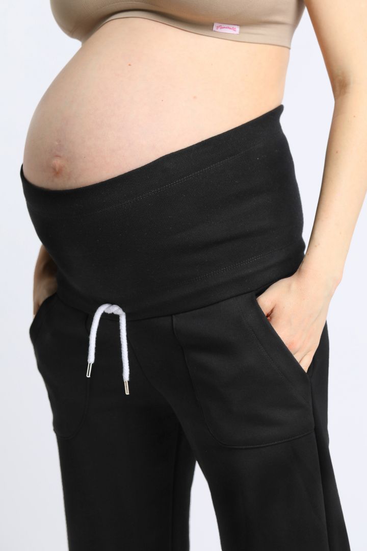 Maternity Lounge Trousers with Drawstring black