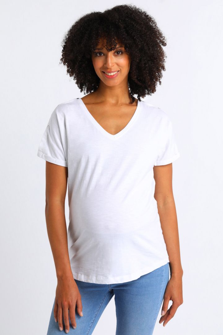 Organic Boyfriend Maternity and Nursing Shirt white
