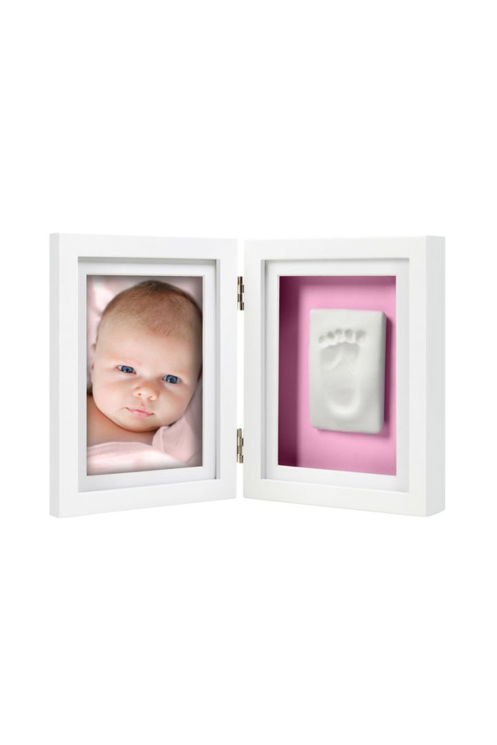 Stand-Bilderrahmen mit Baby Abdruckset rosa