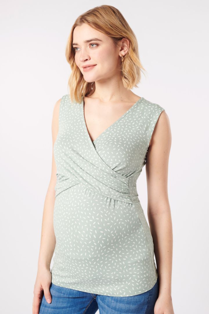 Eco Viscose Maternity and Nursing Top with Print sage