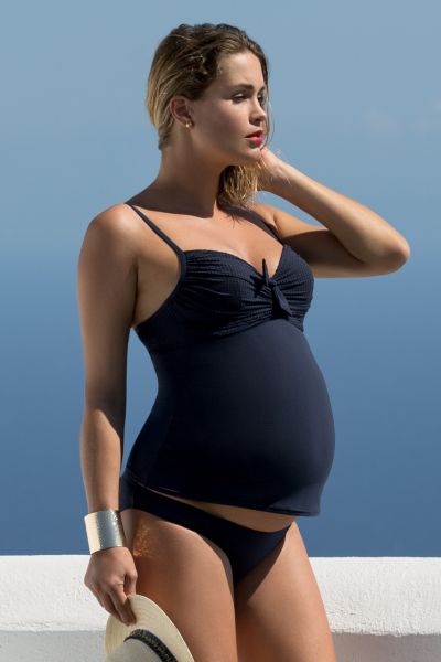 Maternity tankini with underwire cups in lace style navy