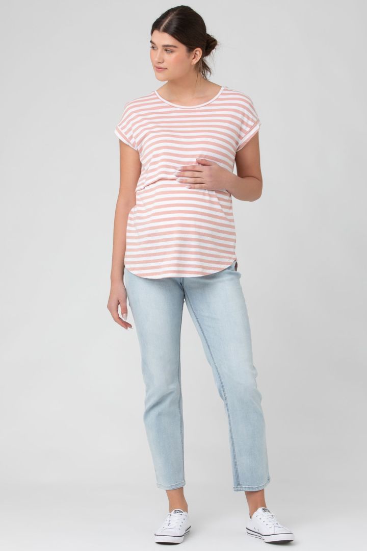 Maternity and Nursing Shirt Striped pink / white