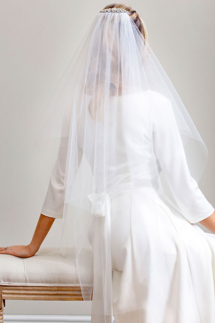 Wedding Veil with Rhinestone Comb Short