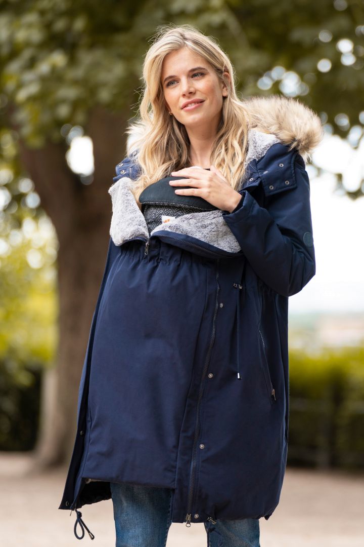 3-in-1 Premium Maternity Parka with Baby Carrier navy