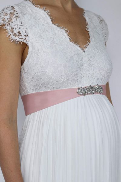 Wedding Dress sash with floral Rhinestones pink