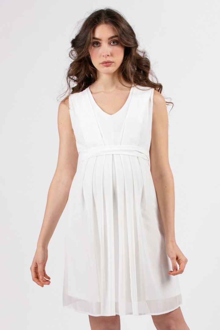 Chiffon Maternity Wedding Dress with Nursing Opening White