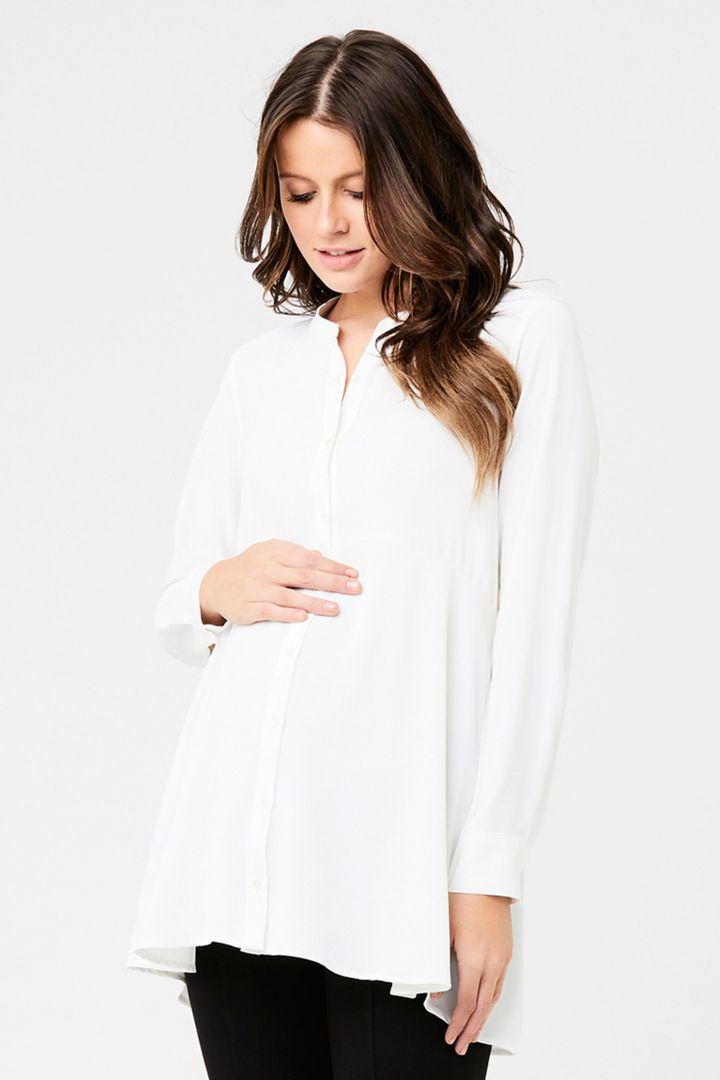 Peplum maternity and nursing blouse in white