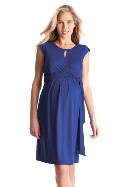 Maternity and Nursing Wrap Dress blue