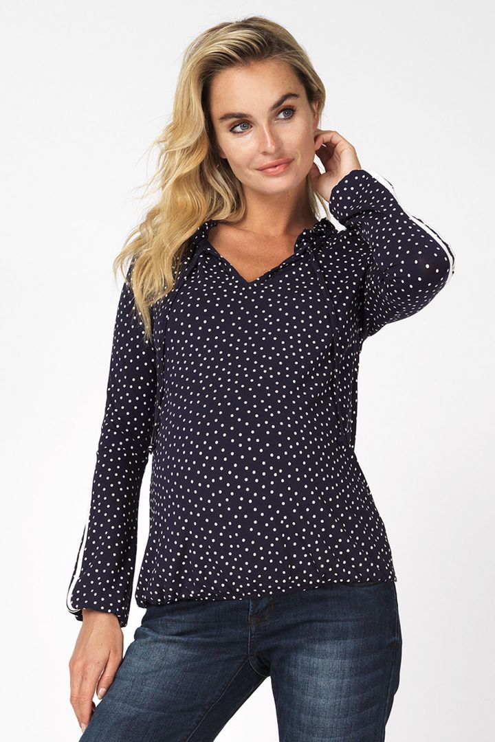 Maternity blouse with polka dot print