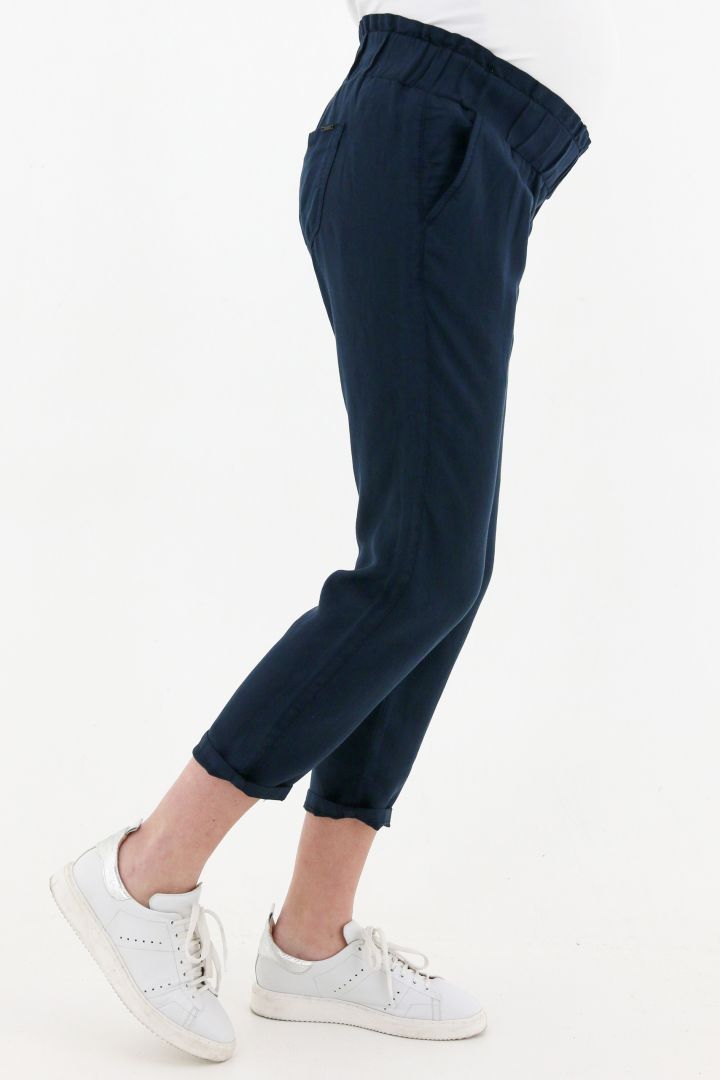 7/8 Linen Maternity Trousers navy
