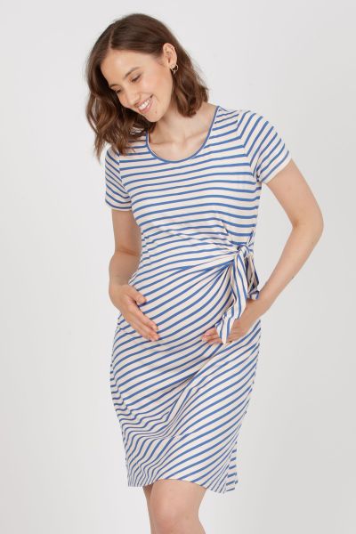 Striped Maternity Dress with Knot Detail