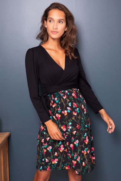 Maternity and Nursing Dress with Wrap Top Flowers