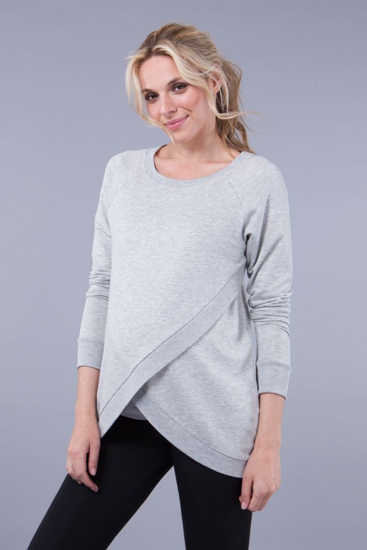 Crossover Nursing Sweater Grey Marl