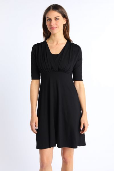 Ecovero Maternity and Nursing Dress with Post Partum Shpaing Top black