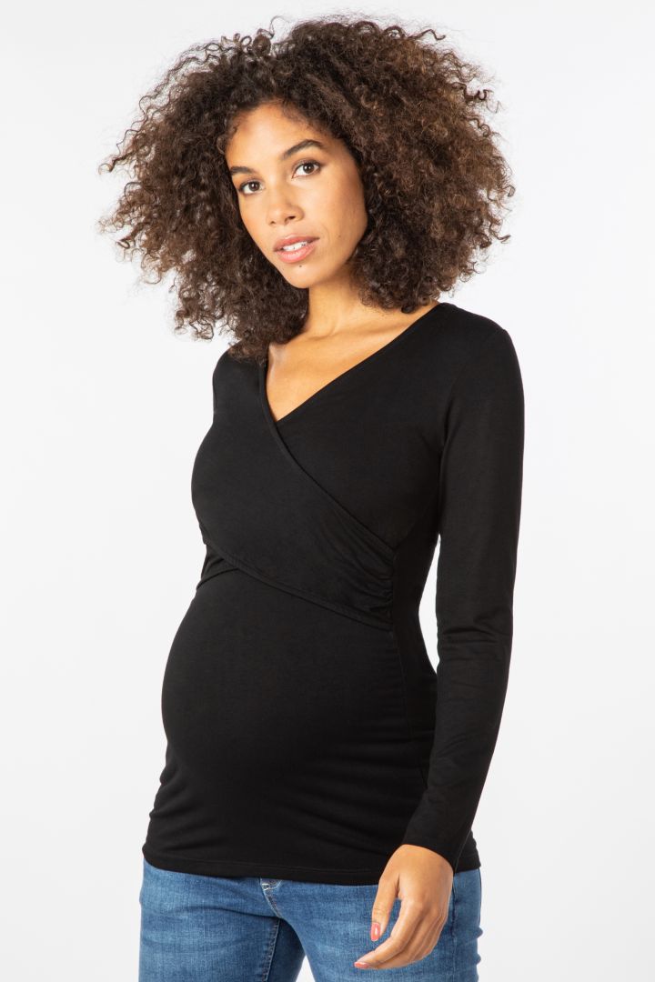 Eco Viscose Maternity and Nursing Shirt black