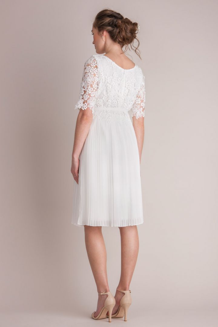 Pleated Maternity and Nursing Wedding Dress with Lace