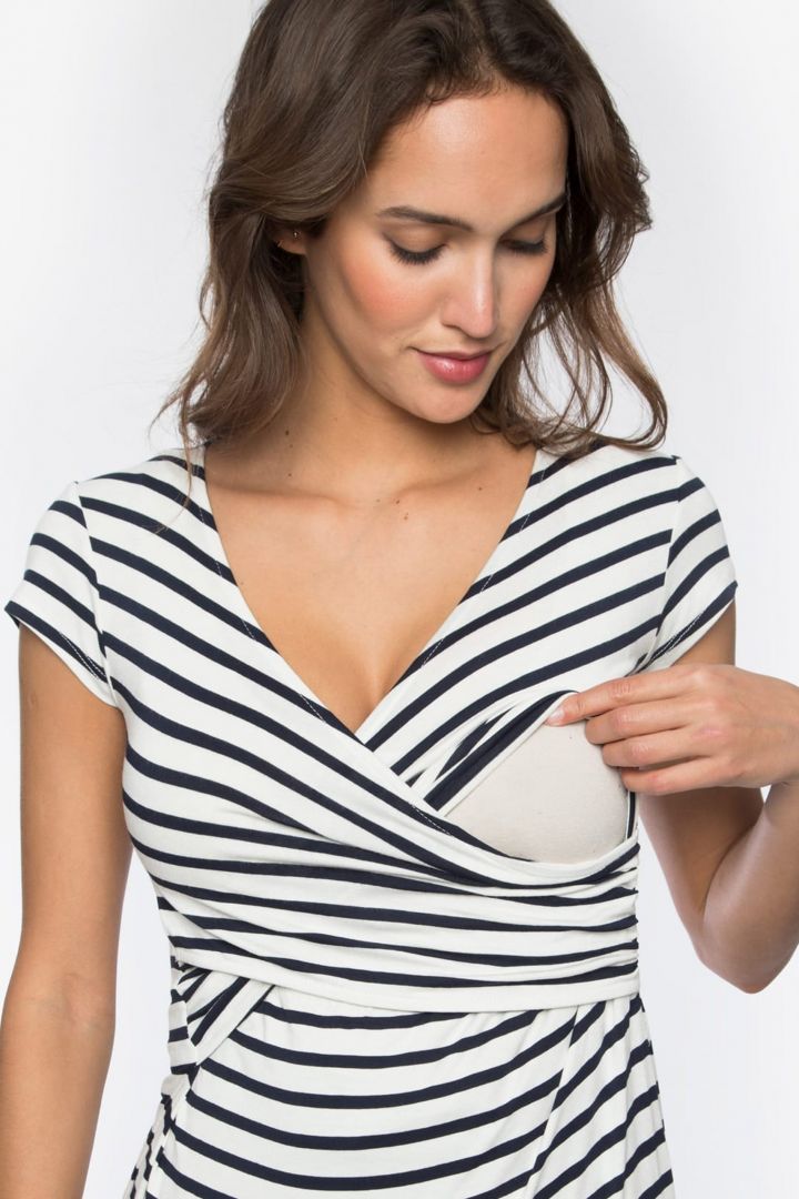 Cross-Over Maternity and Nursing Top Stripes