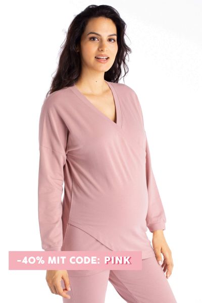 Organic Lounge and Pyjama Maternity Shirt pink