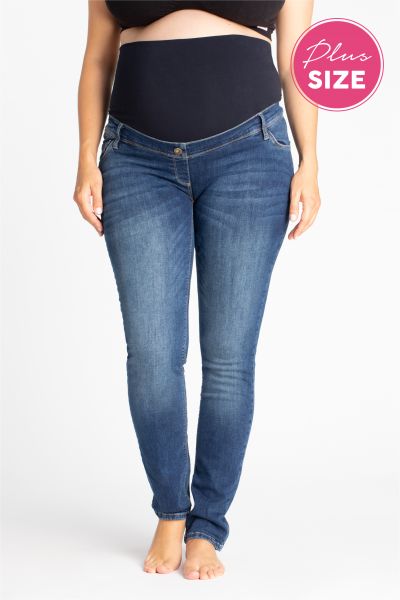 Plus Size Maternity Jeans stone washed