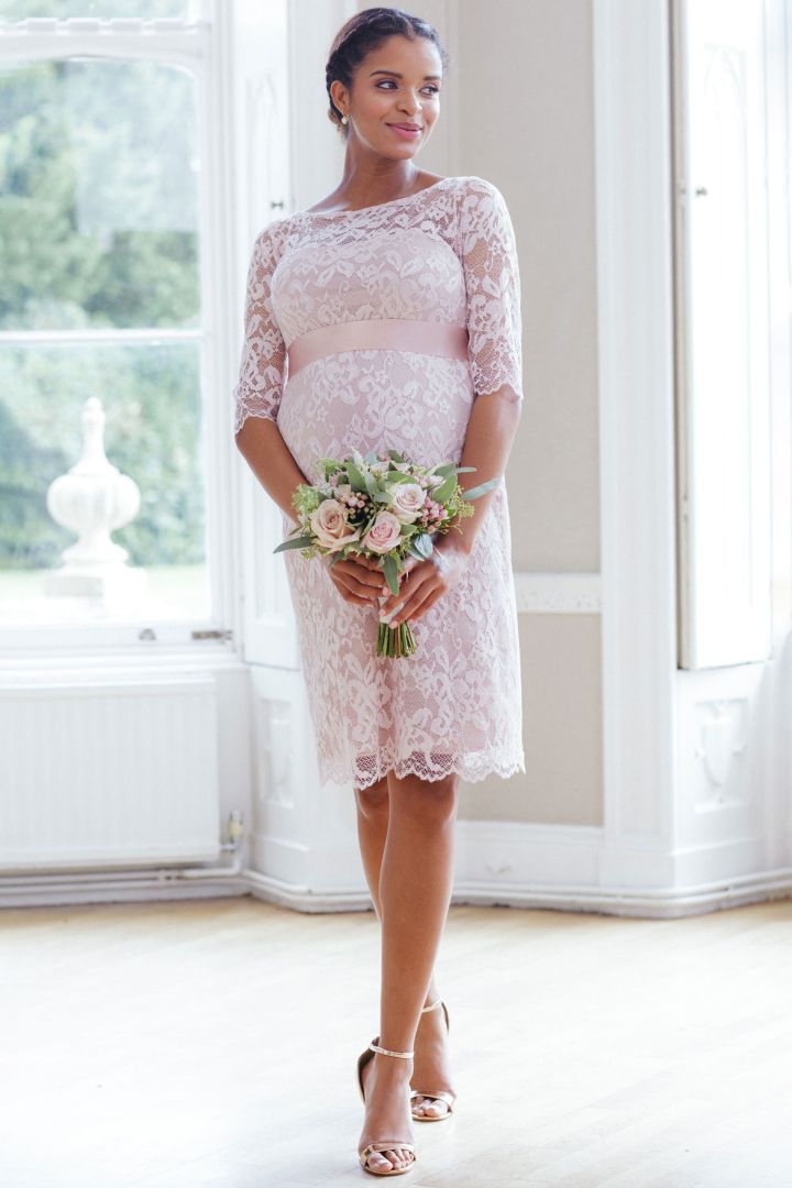 Lace Maternity Wedding Dress Light Pink