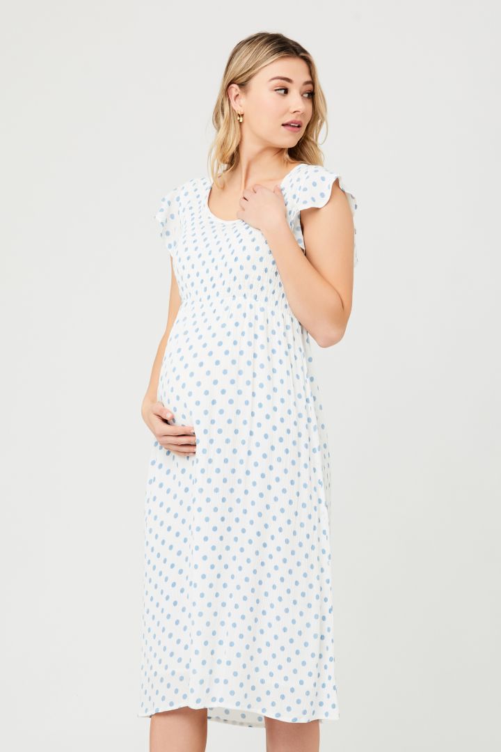 Midi Maternity Dress with Smoked Top