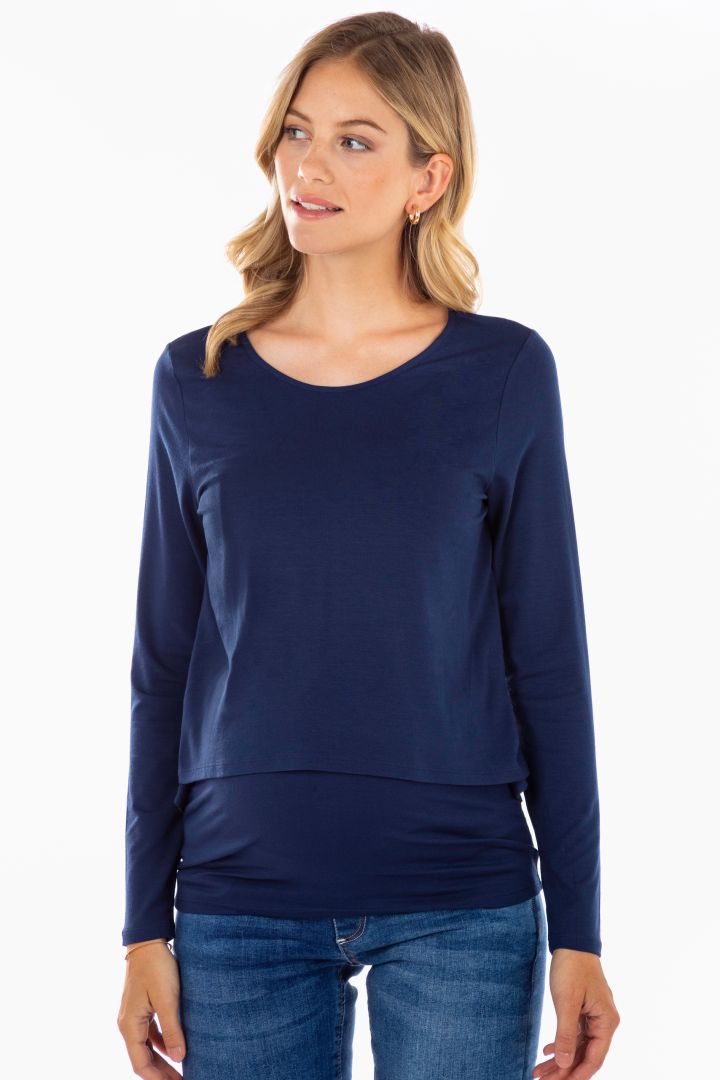 Ecovero Double Layer Maternity- and Nursing Shirt navy