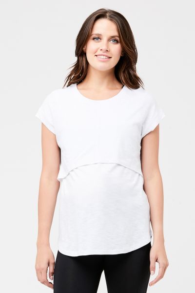 Maternity and Nursing Shirt Relaxed Fit white