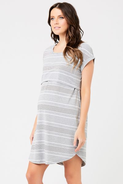 Two-layer maternity and nightshirt with striped print