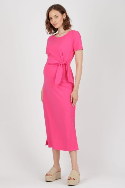 Maternity dress with knot detail fuchsia