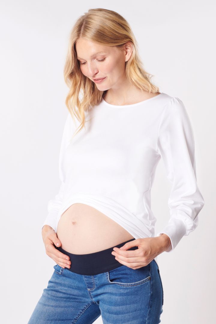 Modal Round Neck Maternity Shirt white