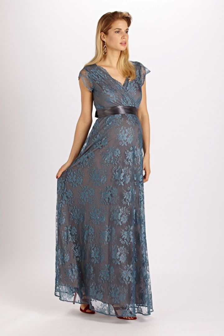Maternity Lace Dress long blue