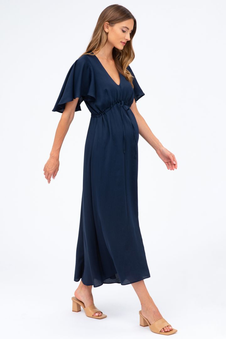 Festive Maternity Dress with Wingsleeves navy