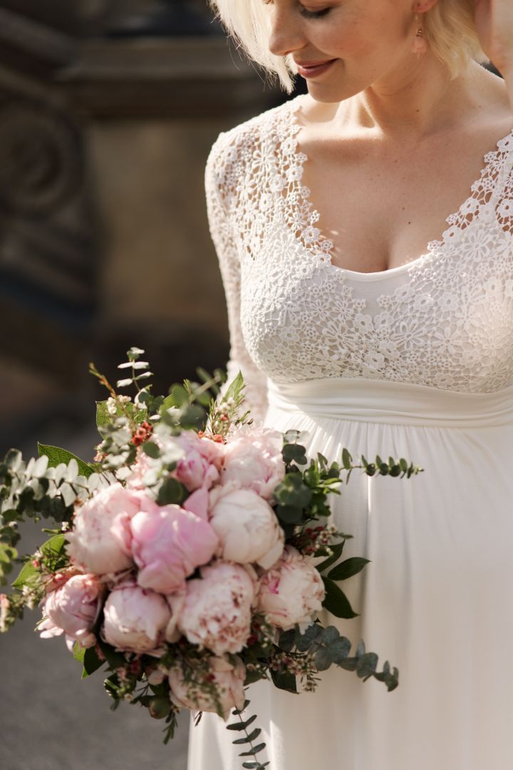 Maternity Wedding Dress with Boho Floral Lace