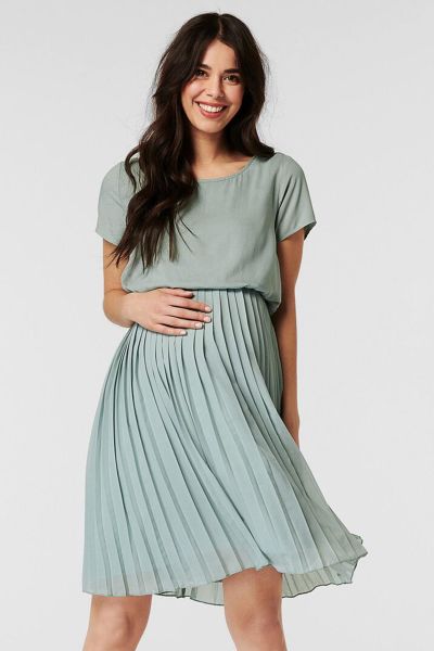 Pleated Maternity and Nursing Dress mint
