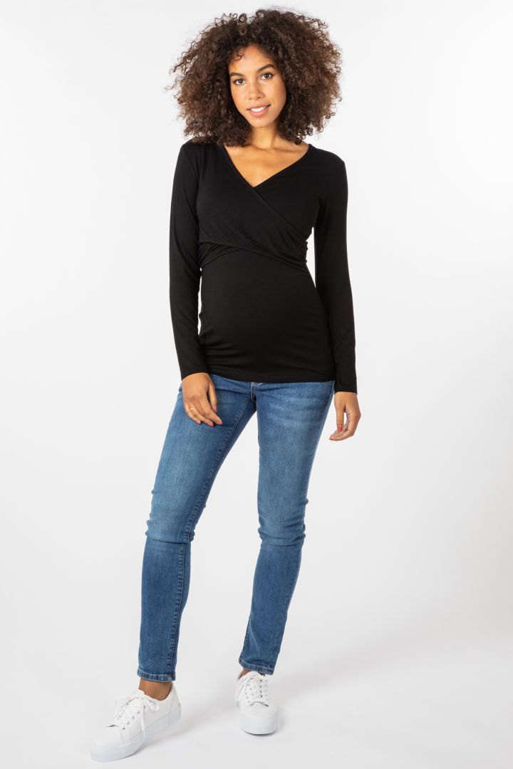 Eco Viscose Maternity and Nursing Shirt black