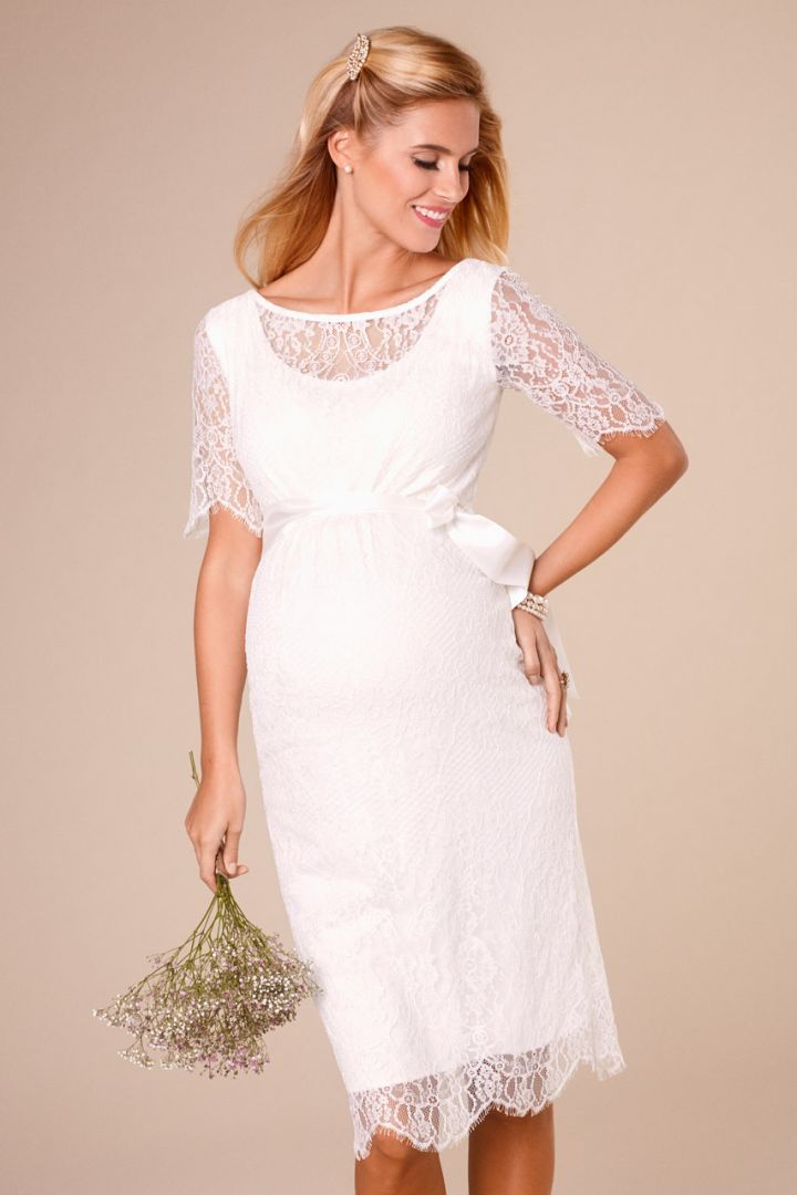 Lace Maternity Wedding Dress with Sash