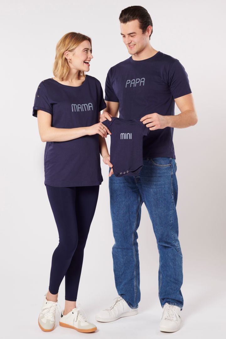 PAPA & MINI Organic Partnerlook T-Shirt & Onesie Set navy