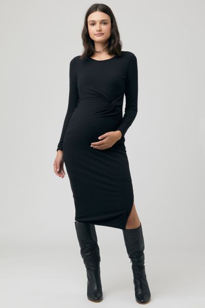 Ribbed Maternity Dress with Knot Detail