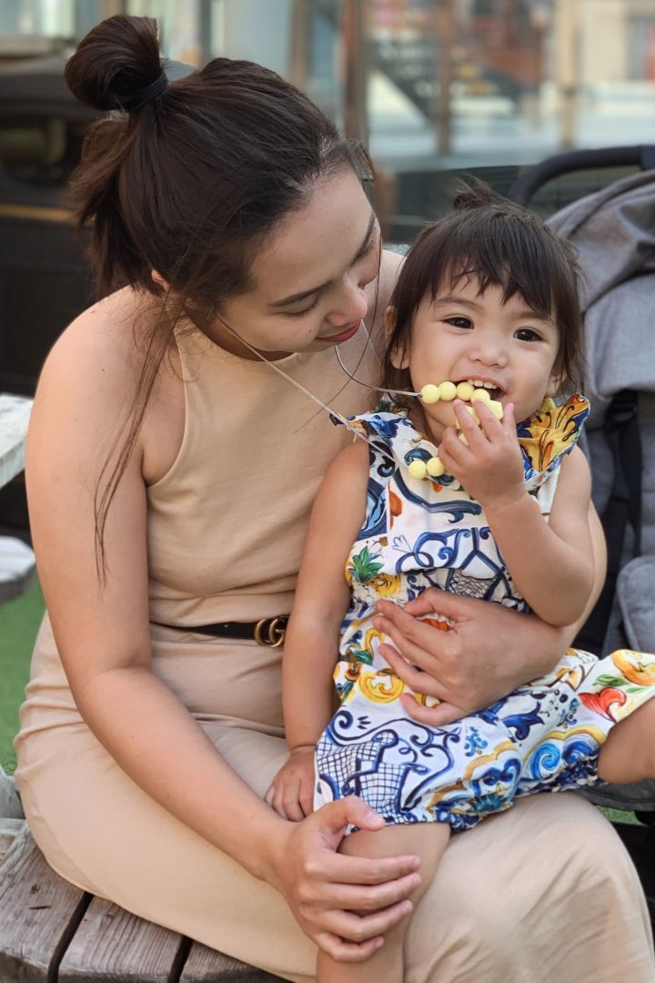 Baby Zahnungs-Kette für Mama mit Silikonperlen gelb