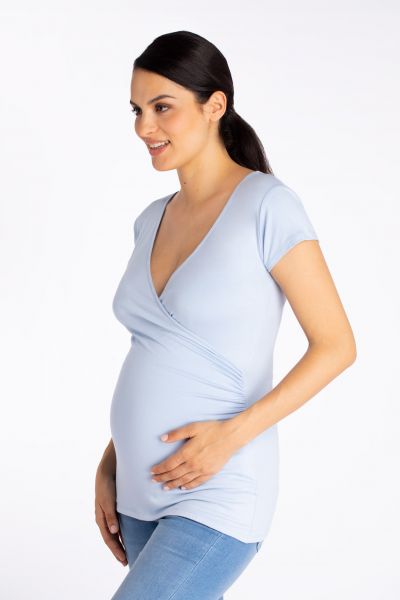 Livaeco Cross-Over Maternity and Nursing Shirt light blue